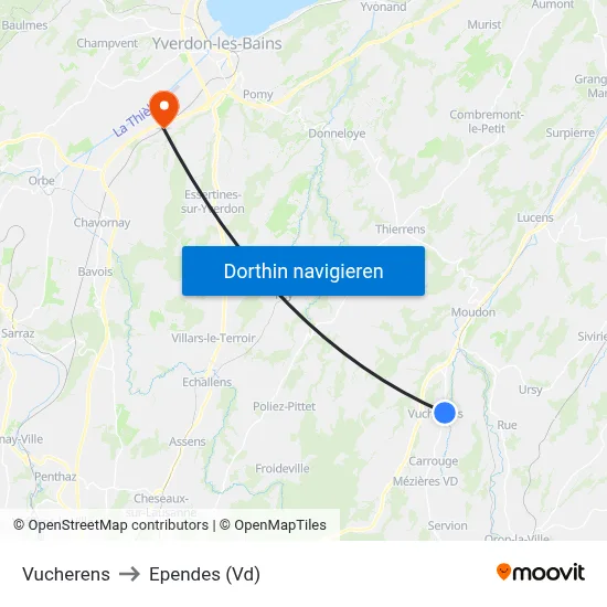 Vucherens to Ependes (Vd) map