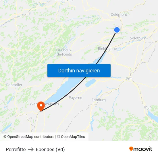 Perrefitte to Ependes (Vd) map