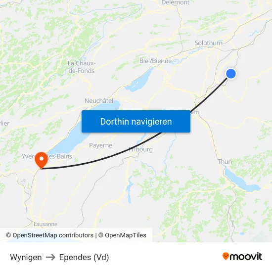 Wynigen to Ependes (Vd) map