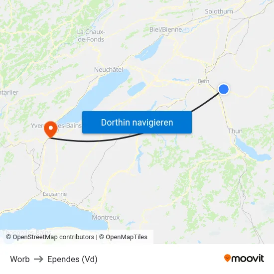 Worb to Ependes (Vd) map