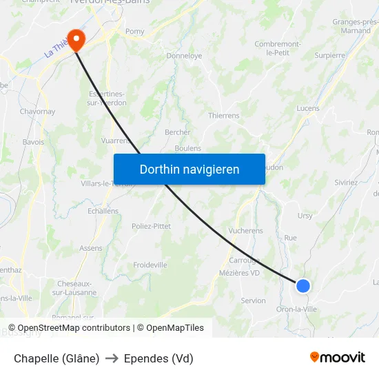 Chapelle (Glâne) to Ependes (Vd) map