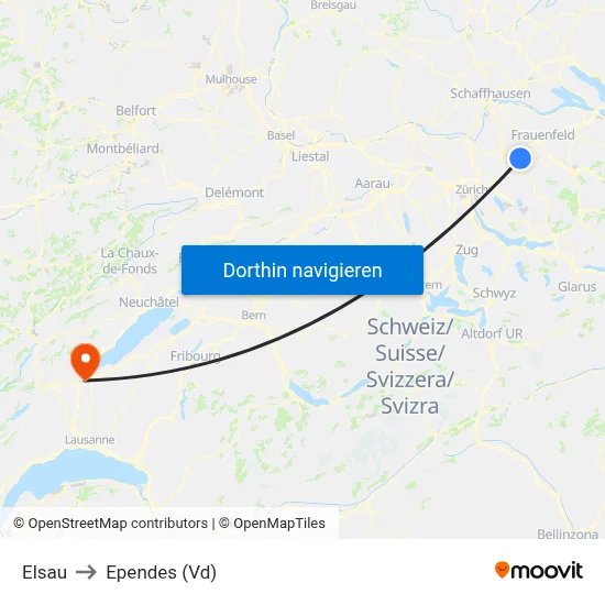 Elsau to Ependes (Vd) map