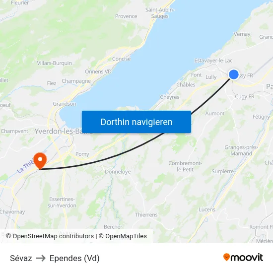 Sévaz to Ependes (Vd) map