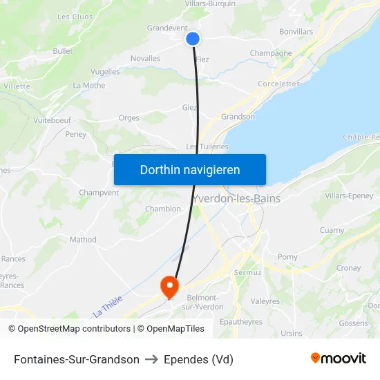 Fontaines-Sur-Grandson to Ependes (Vd) map