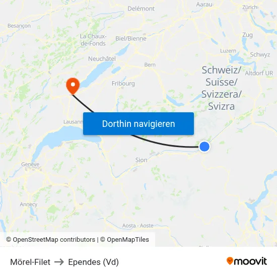 Mörel-Filet to Ependes (Vd) map