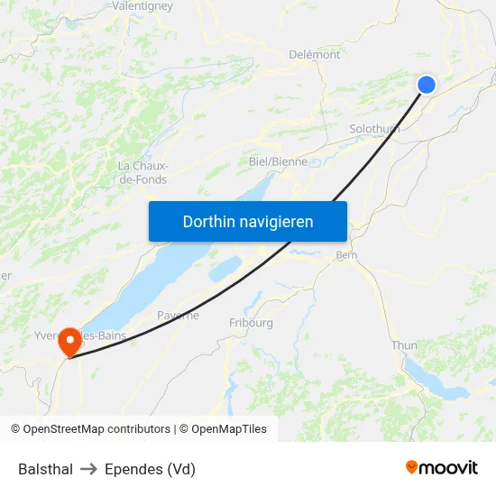 Balsthal to Ependes (Vd) map