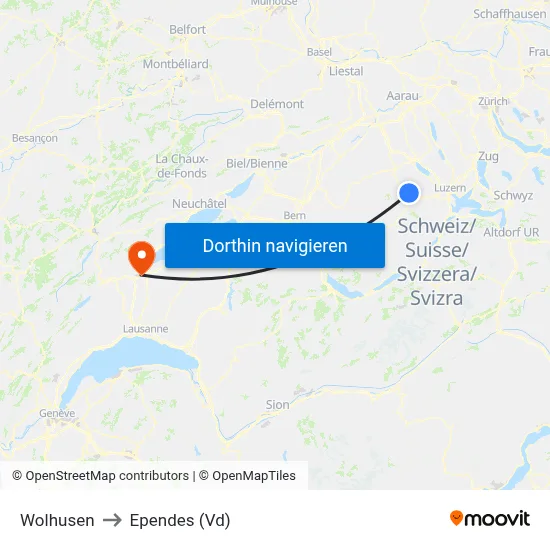 Wolhusen to Ependes (Vd) map