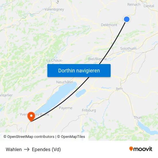 Wahlen to Ependes (Vd) map