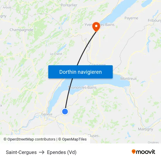 Saint-Cergues to Ependes (Vd) map