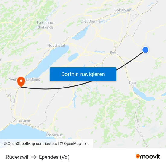 Rüderswil to Ependes (Vd) map