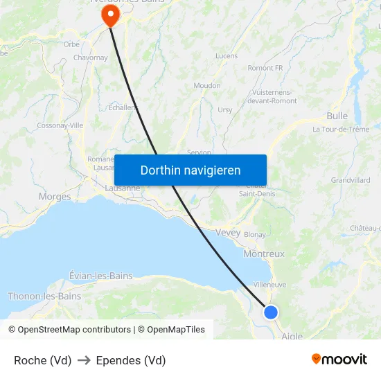 Roche (Vd) to Ependes (Vd) map