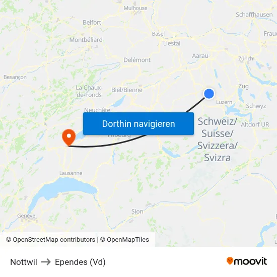 Nottwil to Ependes (Vd) map
