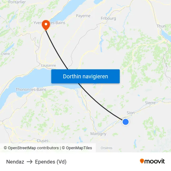 Nendaz to Ependes (Vd) map