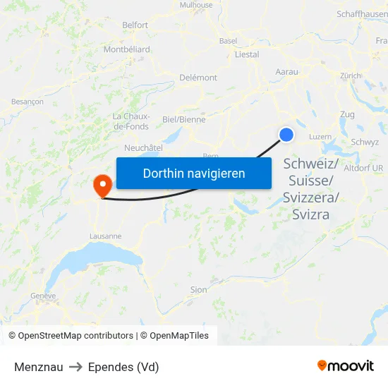 Menznau to Ependes (Vd) map