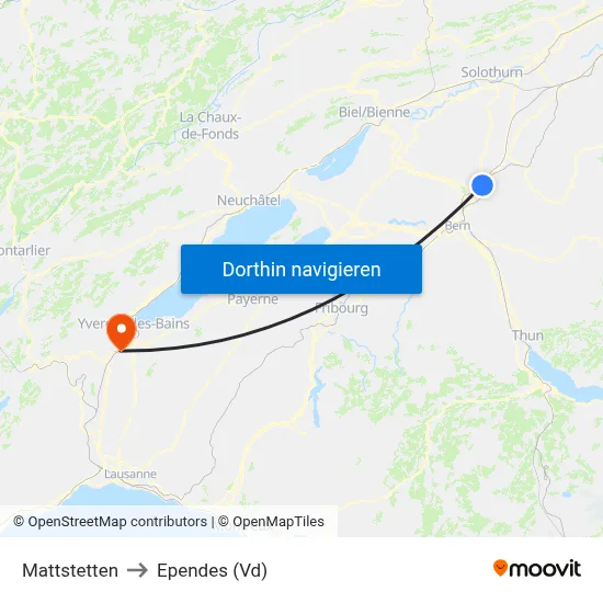 Mattstetten to Ependes (Vd) map