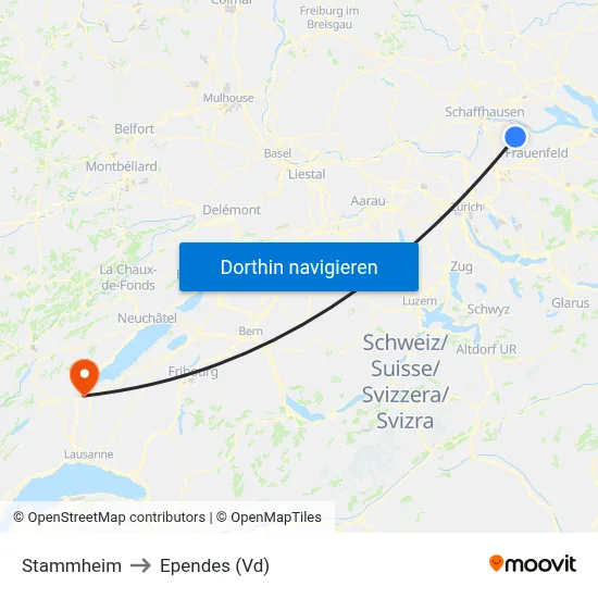 Stammheim to Ependes (Vd) map