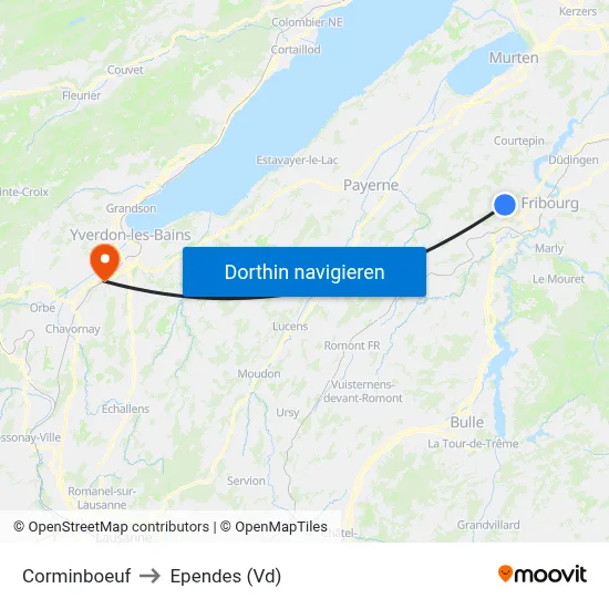 Corminboeuf to Ependes (Vd) map