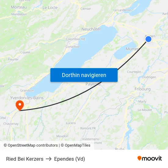 Ried Bei Kerzers to Ependes (Vd) map