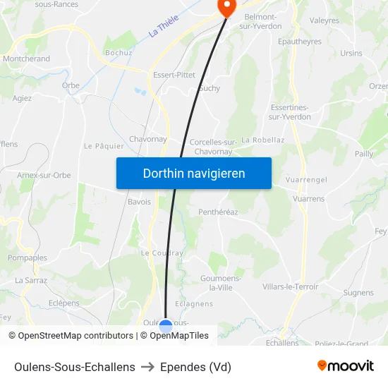 Oulens-Sous-Echallens to Ependes (Vd) map