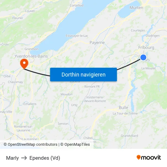 Marly to Ependes (Vd) map