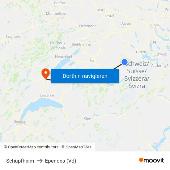 Schüpfheim to Ependes (Vd) map