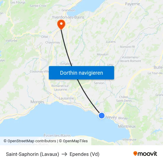 Saint-Saphorin (Lavaux) to Ependes (Vd) map