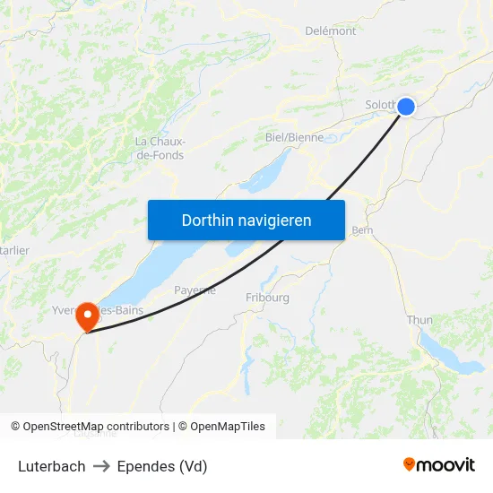 Luterbach to Ependes (Vd) map