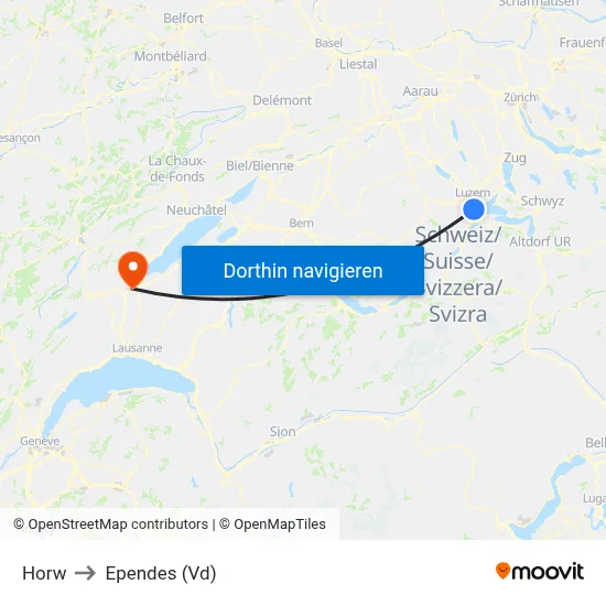 Horw to Ependes (Vd) map