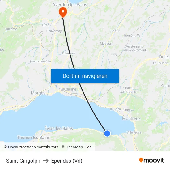 Saint-Gingolph to Ependes (Vd) map
