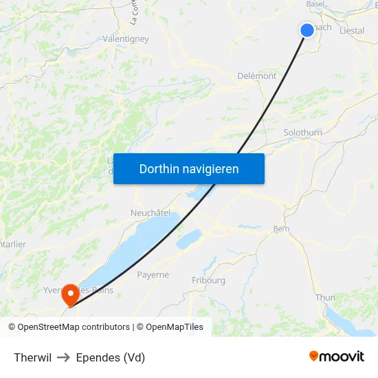 Therwil to Ependes (Vd) map