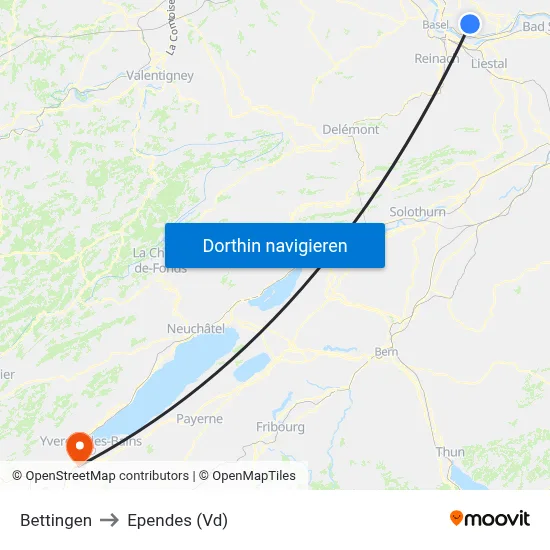 Bettingen to Ependes (Vd) map