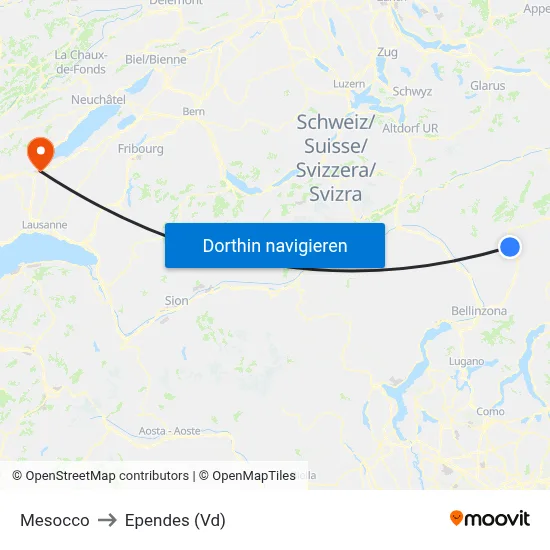 Mesocco to Ependes (Vd) map