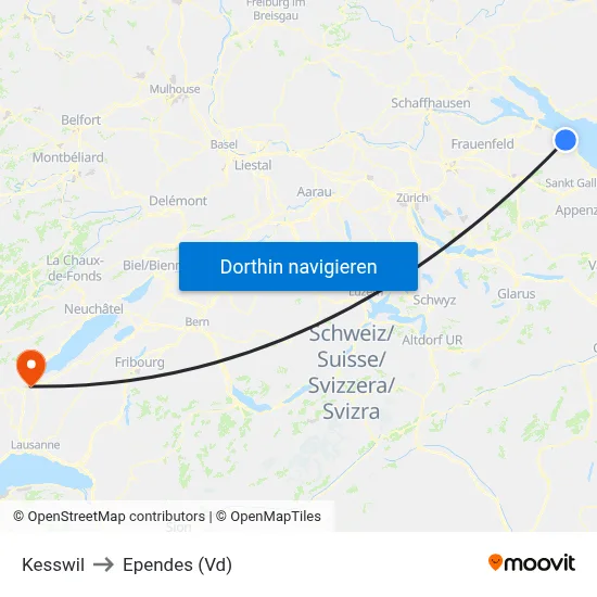 Kesswil to Ependes (Vd) map