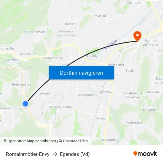Romainmôtier-Envy to Ependes (Vd) map