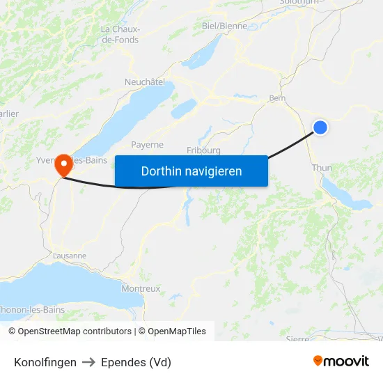 Konolfingen to Ependes (Vd) map