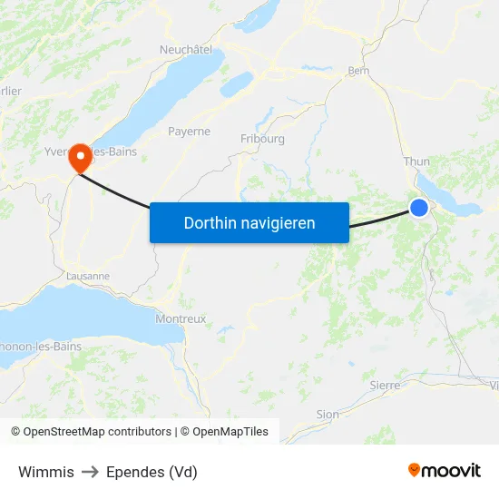 Wimmis to Ependes (Vd) map