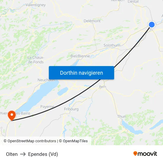 Olten to Ependes (Vd) map