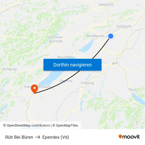 Rüti Bei Büren to Ependes (Vd) map