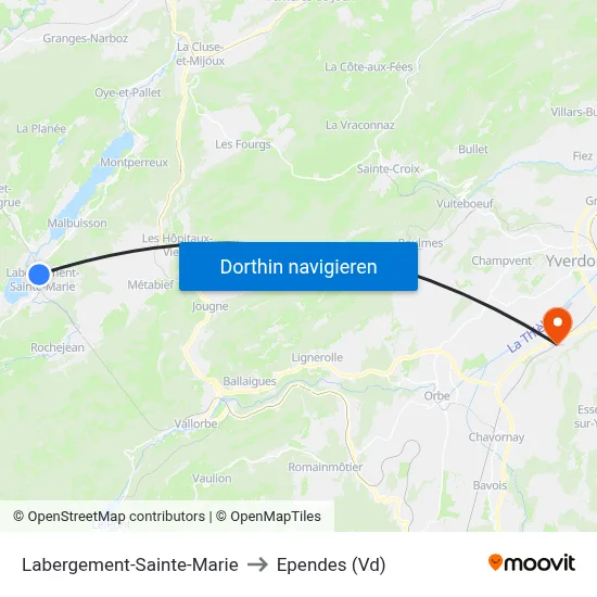 Labergement-Sainte-Marie to Ependes (Vd) map