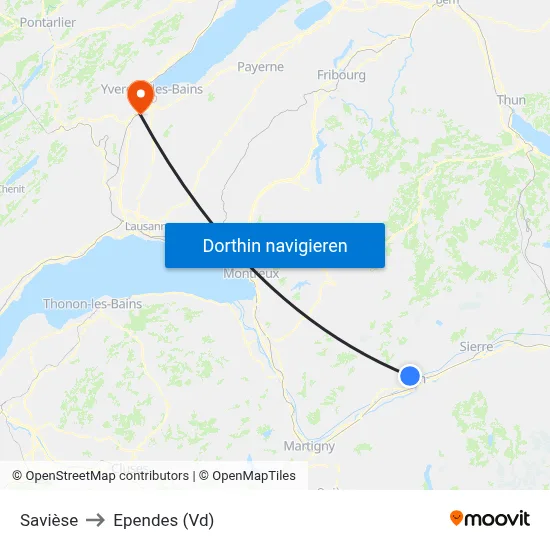 Savièse to Ependes (Vd) map