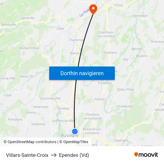 Villars-Sainte-Croix to Ependes (Vd) map