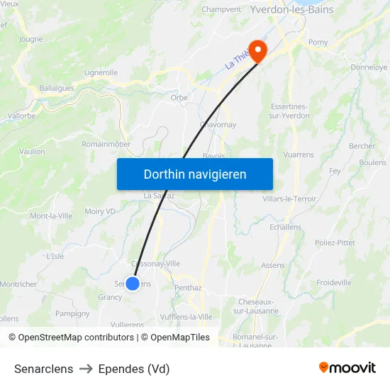 Senarclens to Ependes (Vd) map