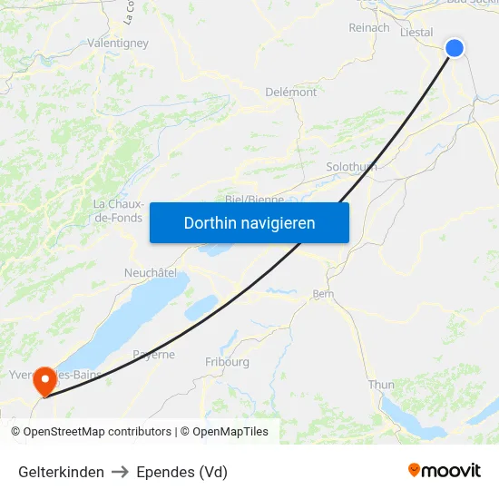 Gelterkinden to Ependes (Vd) map