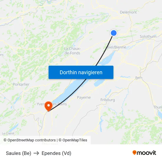 Saules (Be) to Ependes (Vd) map