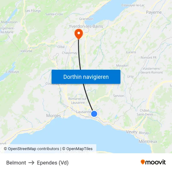 Belmont to Ependes (Vd) map