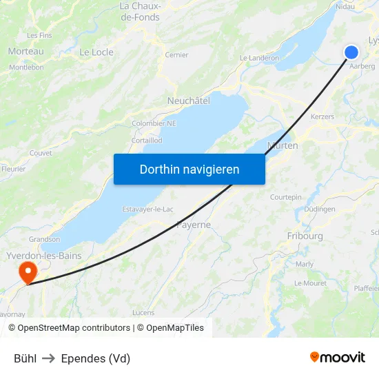 Bühl to Ependes (Vd) map