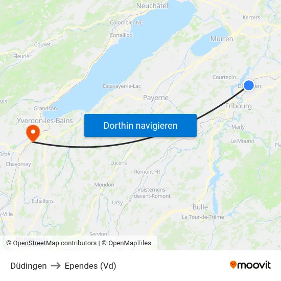 Düdingen to Ependes (Vd) map