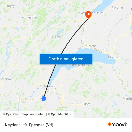 Neydens to Ependes (Vd) map