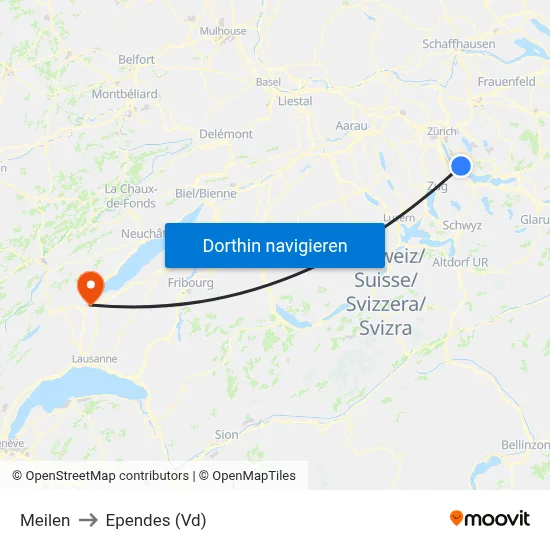 Meilen to Ependes (Vd) map