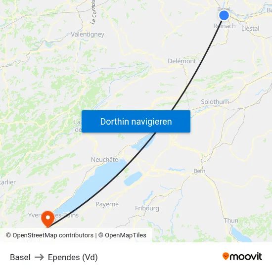 Basel to Ependes (Vd) map